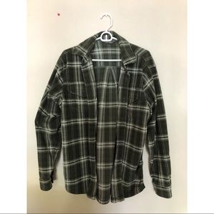 Eddie Bauer Small Green Fleece Plaid Button Up